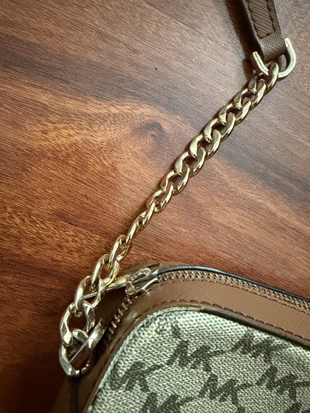 Michael Kors Beige Brown Signature MK Crossbody Bag - Picture 9 of 17